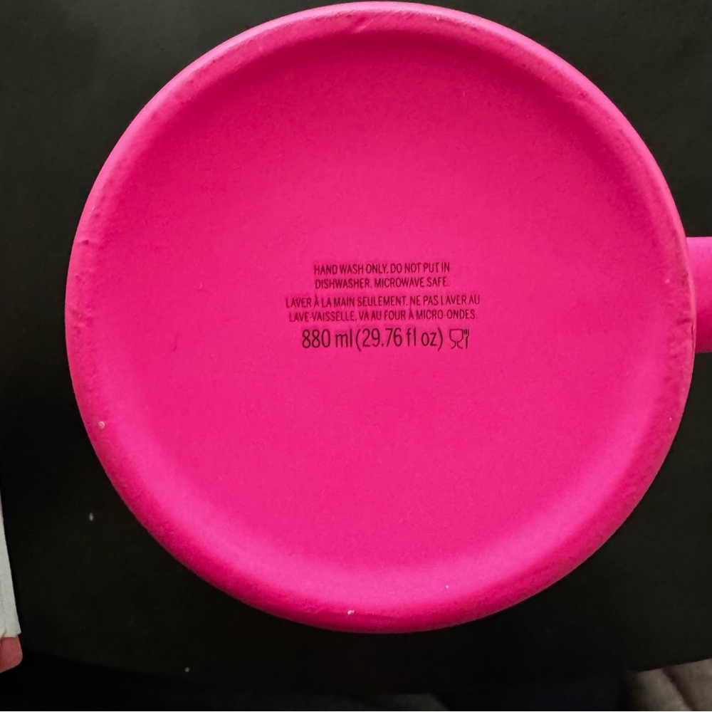 VS PINK Hot Magenta Pink Classic White Logo Oversized Ceramic Coffee Mug XL Cup - Picture 6 of 7
